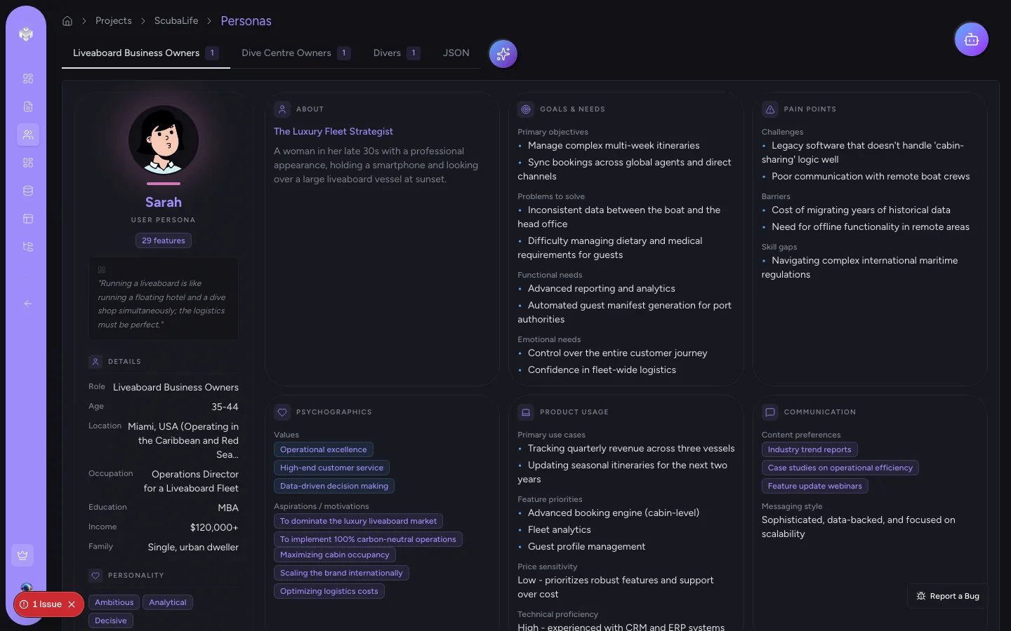 Feature backlog with prioritization tags