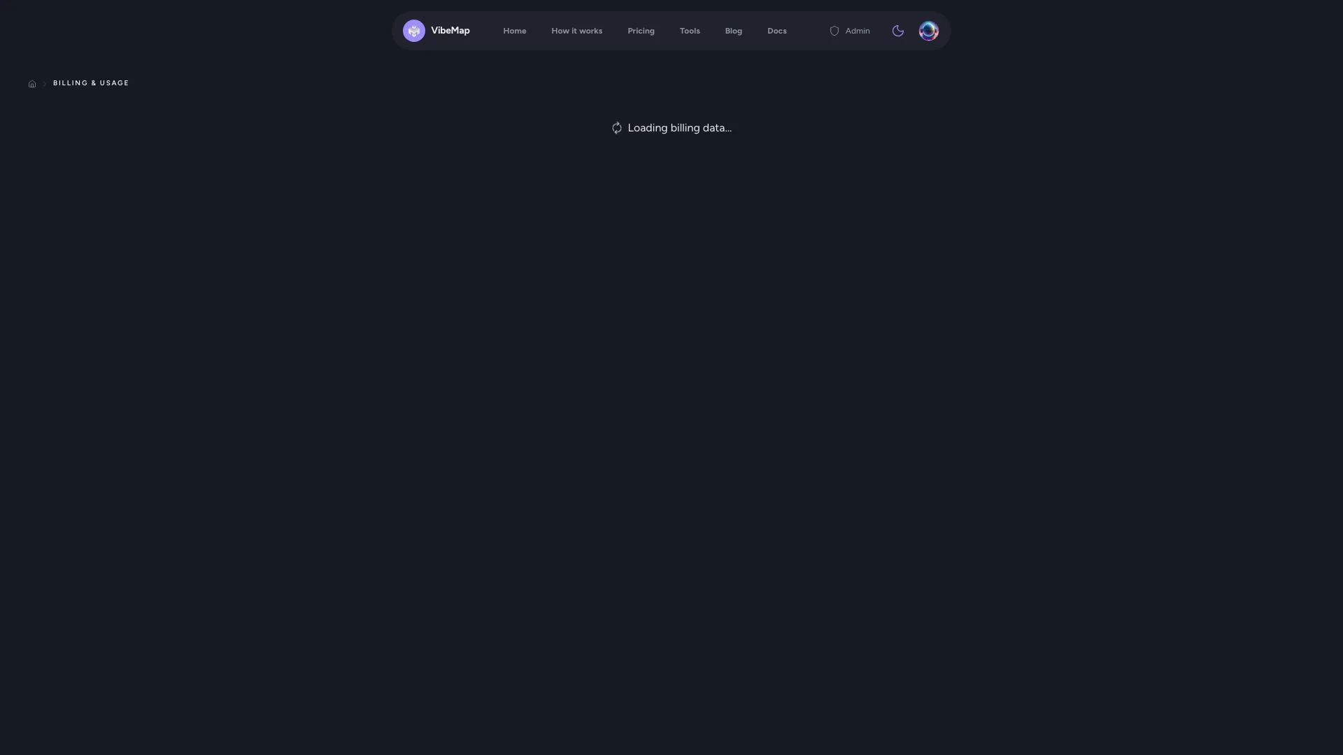 Billing page