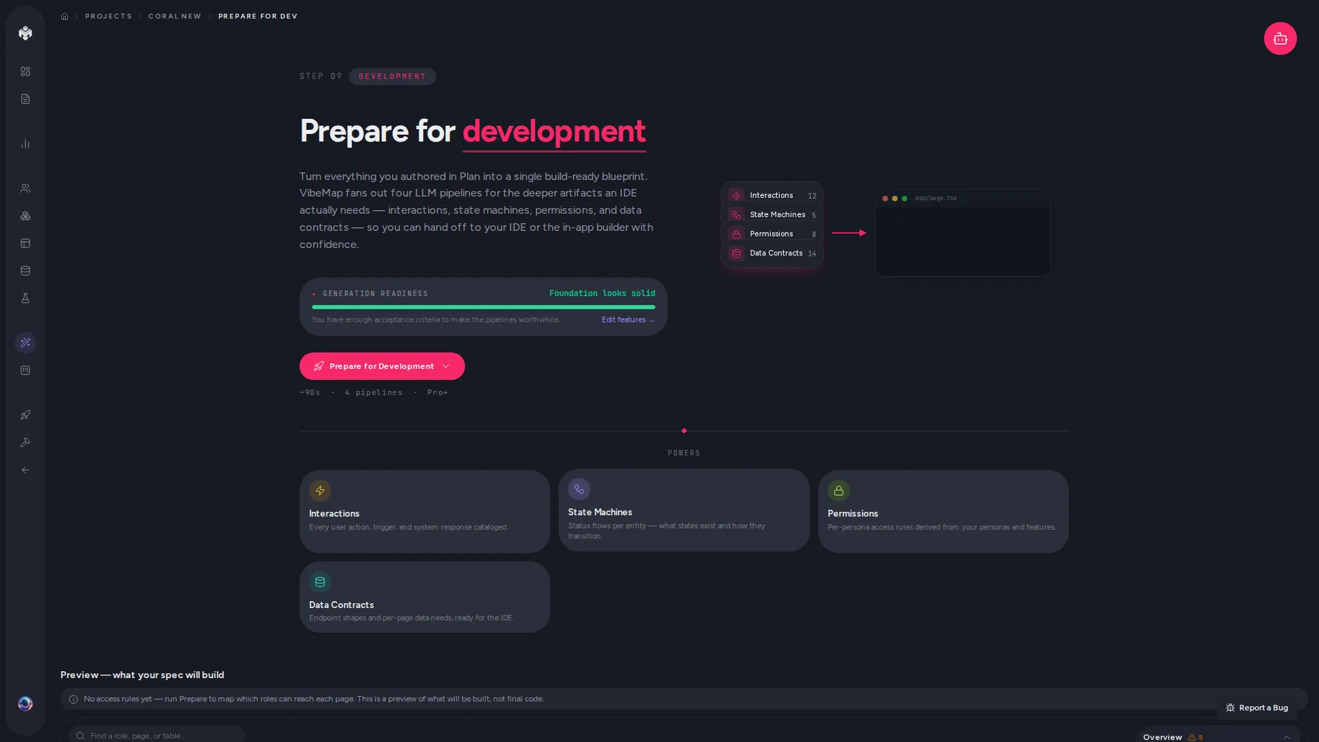 The Prepare page before a run